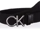 Calvin Klein Cintura Uomo Ck Metal Bombe Elastic 3.5 cm Cintura in Tessuto, Nero (Ck Black...