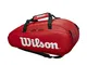 Wilson Tour 2 Comp, Borsa da Tennis Unisex-Adulto, Rosso/Bianco, 9 Racchette