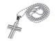 TOOGOO (R) Collana con perline e ciondolo croce in acciaio inox collana di colore argento...