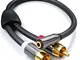 deleyCON 0,2m Adattatore Audio - Presa Jack da 3,5mm a 2x RCA Metal Plug - Laptop Tavolett...