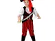 EVRYLON Costume Pirata Bambino Vestito Carnevale Corsaro dei Mari Caraibi ( Taglia L ) 7 -...