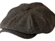 Gamble & Gunn, 'Shelby' Newsboy Cap, berretto in panno grigio a spina di pesce Grey Herrin...