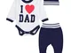 TupTam Set da Neonato Body e Pantaloni con Piedi e Berretto, I Love Papa Blu Scuro, 56cm