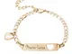 Gravado Bracciale da Donna in Acciaio Inox Color Oro con Ciondolo e Piastrina a Cuore Pers...