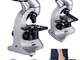 QUNSE Microscopio 2 in 1 Microscopio Biologico 64X-2000X, microscopio LCD Digitale 40X-400...