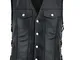 Leatherick Gilet da motociclista unisex, in vera pelle, con lacci laterali e bottoni croma...