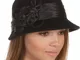 Sakkas EH1121LC - Womens Vintage Style 100% Lana Cloche Bucket Winter Hat con Accento di F...