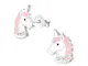 Laimons Orecchini per bambina, a forma di unicorno, rosa con glitter, in argento Sterling...