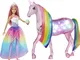 Barbie FXT26 Dreamtopia Playset con Bambola e Unicorno Grande Che Si Illumina con Chioma d...