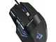 QueenDer Mouse Gaming,Gioco/Lavoro Wired USB Mouse,Ergonomico Lampada LED RGB 7 Colori Mou...