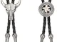 Milacolato 2Pcs cravatta in pelle cravatta cranio teschio Texas Ranger catena stellata per...