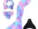 Wishliker Coda da Sirena Costumi da Bagno per Nuotare per Ragazze 4Pcs,120