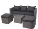 Mendler Salottino da Esterno HWC-J37 Intreccio polyrattan Acciaio Spun Poly Grigio Cuscini...