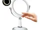 Relaxdays, Bianco Specchio Trucco con Illuminazione LED, Specchietto Girevole a Batterie,...