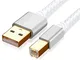 Cavo stampante USB 5m Nylon, bianco, spina USB A a USB B, cavo di ricarica, cavo dati, spi...