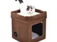 Amazon Basics - Casetta pieghevole per gatto, Marrone, 38 x 38 x 43 cm