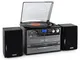 Auna Impianto Hi Fi stereo lettore cd, giradischi e cassette mangianastri (USB, SD, X-Bass...