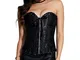 SLIMBELLE Corsetto Sexy Donna Bustino Burlesque Pizzo Gotico Modellante Top Cerniera Lace...