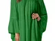 ZANZEA Donna Abito Corto Maniche Lunghe Senza Spalle Vestito Donna in Chiffon Elegante Cas...