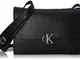 Calvin Klein Minimal Monogram E/W Flap Xbody, Crossover Donna, Nero, Medium