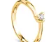Orovi Anello da donna in oro giallo 9 carati (375), con brillanti da 0,07 carati e diamant...