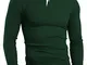 KUYIGO Polo Uomo Manica Lunga Magliette Sportive Tennis Golf T-Shirt di Base M Mori Green