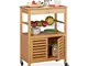 Relaxdays Carrello Cucina in bambù, Ripiano di Lavoro, Armadietto & Cestino, con Ruote, HL...