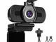 DERICAM Webcam 1080P Full HD, Webcam USB, Videocamera per Computer Plug and Play per PC, M...