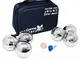 Big Game Hunters Kit de Bocce in Una Borsa di Tela, 6 Sfere Cromate con 2 Disegni incisi