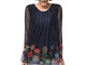 Desigual T-Shirt Long Sleeve Rachel Woman Blue Maglietta a Maniche Lunghe, Blu (Nave 5000)...