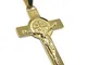 Generico Ciondolo Croce San Benedetto, 3.8 CM, Oro Giallo 750 18K, con Cristo in Rilievo E...