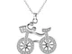 Collana con ciondolo a forma di bicicletta, in rodio placcato argento Sterling 925 e zirco...