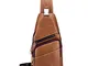 MANNUOSI Uomo chest bag Borse a spalla Vera Pelle Borsa a Tracolla Borse organizer portatu...