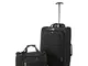 5 Cities Set Valigie da Ryanair Borsa 35x20x20 Bagaglio a Mano e Trolley 55x35x20 (Nero)