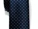 Retreez - Cravatta a pois, tessuto in microfibra, vari colori, sottile Blu navy con puntin...