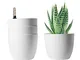 T4U Vaso con Sistema di Auto-irrigazione Bianco Plastica 15CM Il Giro Set di 4, Set Comple...