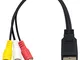 Duttek Cavo RCA a USB, cavo da USB a RCA, USB A 2.0 maschio a 3 RCA femmina video scheda d...