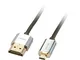 Lindy - Cavo HDMI a Micro HDMI A/D, CROMO Slimline 1 Metro, Cavetto High Speed 4k@60Hz 2.0...