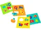 Vitamina G 05060 Mattonelle Puzzle Extra-Large, forme e animali, 4 pezzi, Multicolore