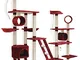 EYEPOWER Gatto tiragraffi in Rosso - Pavimento al soffitto Gatto Paradiso ~ 220 x 65 x 240...