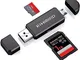 KiWiBiRD Lettore di Schede di Memoria SD/Micro SD, Adattatore Micro USB OTG e Lettore di S...