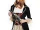 dressmeup - W-0266 Costume Vestito Cappello Donna Carnevale Halloween Nobile Barocco Pirat...