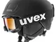uvex heyya PRO Set, Casco e Occhiali da Sci Unisex-Youth, Black, 54-58 cm