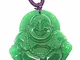 Big Buddha sorridente verde giada ciondolo collana