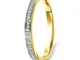 Miore - Anello da donna in oro giallo 9 Karati 375 con diamanti da 0,05 ct anello dell'ete...