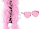 Hxeilzge Boa di piume, 2 metri, 80 g, rosa con occhiali a cuore, accessorio per costumi, C...