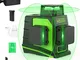 Huepar GF360G 3D Livella Laser 3x 360 Verde 45m con Modalità Impulso, Livella Autolivellan...