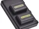 DSTE NP-FH50 Batteria di ricambio (2 pacchetti) e caricatore rapido doppio compatibile per...