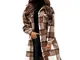 Cappotto da donna a quadretti, casual, ampio, a maniche lunghe e con bottoni, stile vintag...