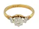 Anello da donna in oro giallo 18 carati e platino 0,03 ct con diamante solitario (taglia L...